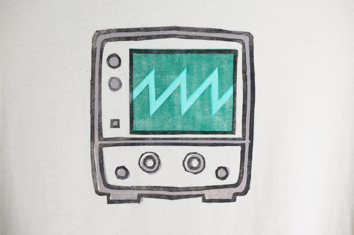 Block Printed Thrifted T-shirt - Oscilloscope - Sawtooth Wave