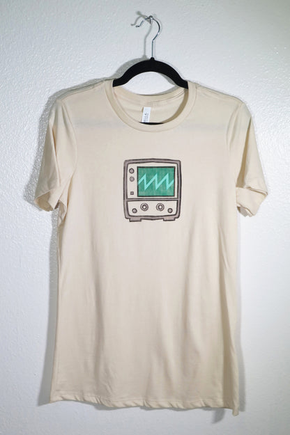 Block Printed Thrifted T-shirt - Oscilloscope - Sawtooth Wave