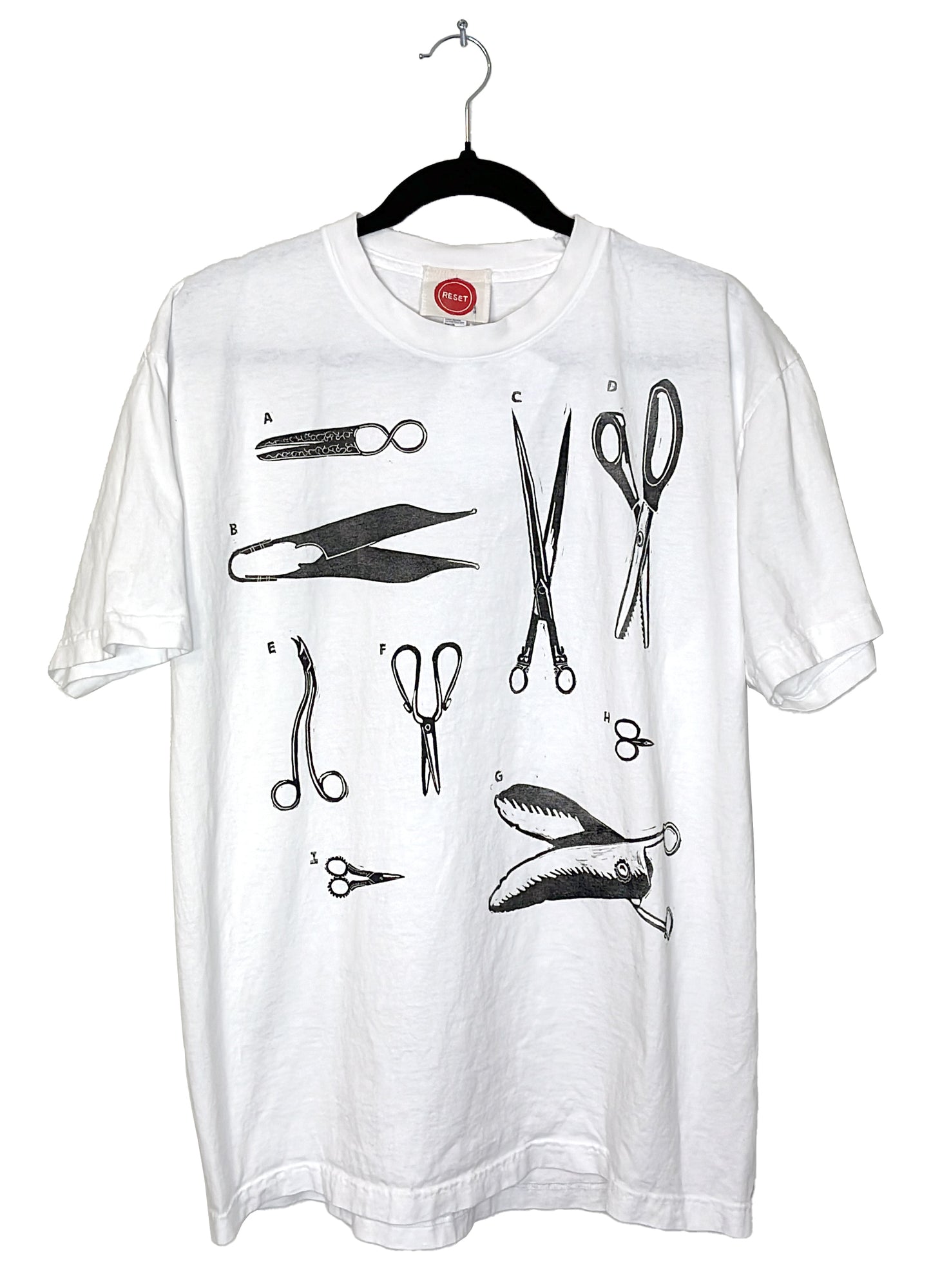 Block Printed T-shirt - Scissors Throughout History