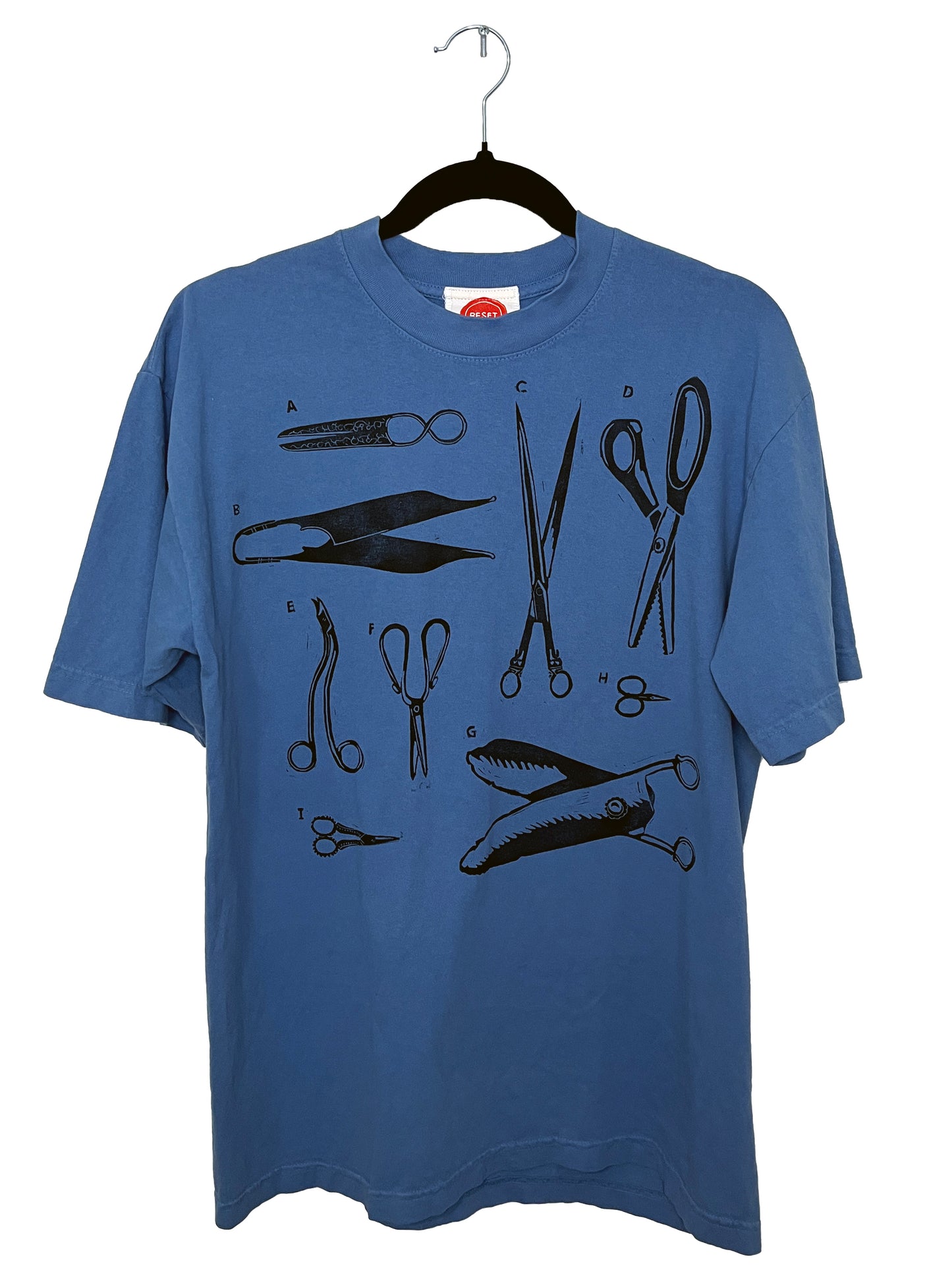 Block Printed T-shirt - Scissors Throughout History