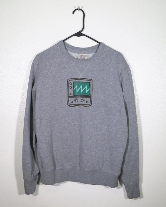 Block Printed Thrifted Sweatshirt - Oscilloscope - Sawtooth Wave