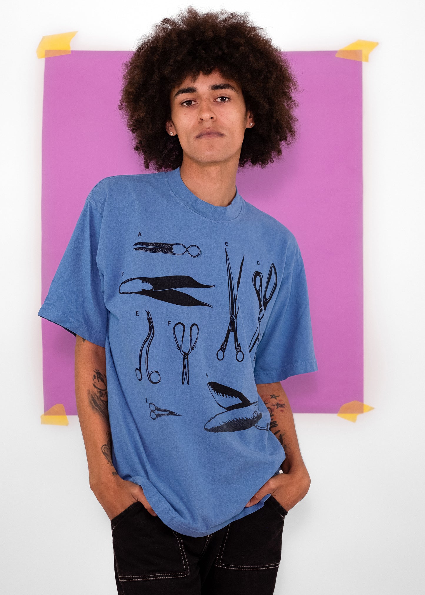 Hand Printed Unisex T-shirt - Scissors Throughout History