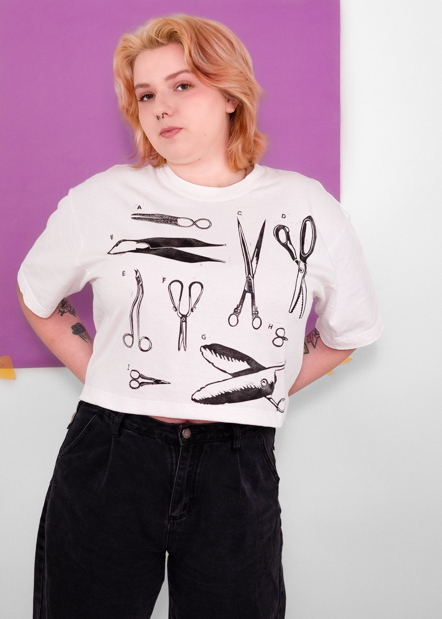 Hand Printed Unisex T-shirt - Scissors Throughout History