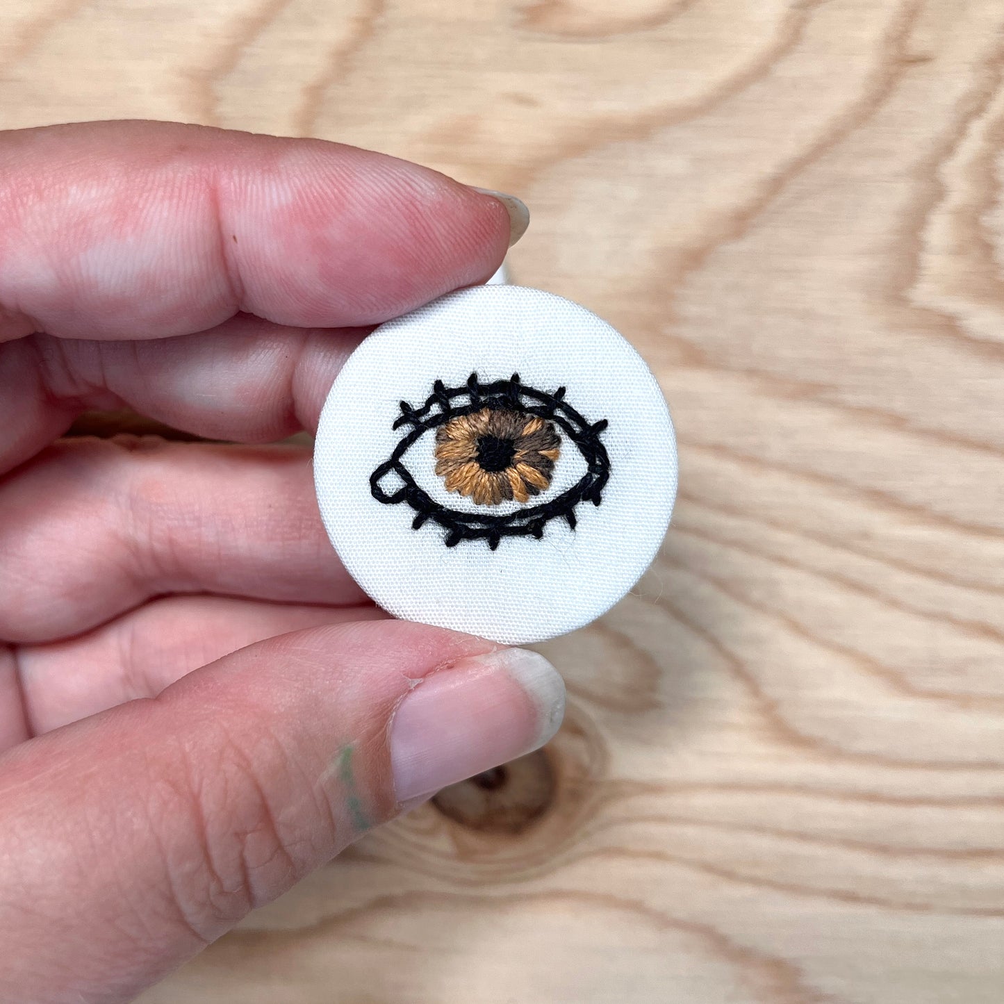 These Eyes -  Embroidered Pins - Coffee With Cream