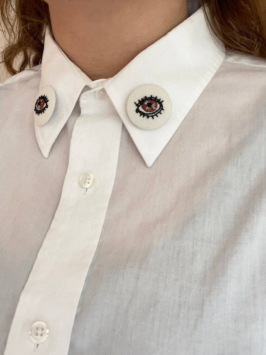 These Eyes - Embroidered Pins - Neapolitan Ice Cream