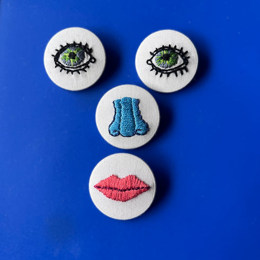 Eyes, Nose, and Mouth - Embroidered Pins