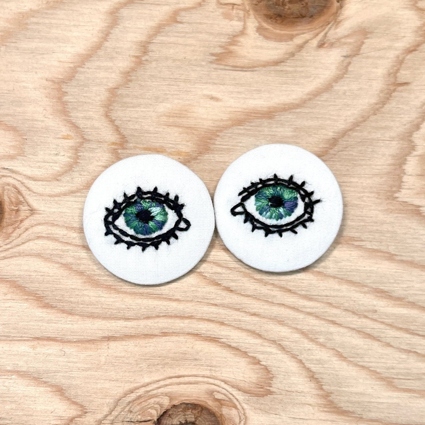 These Eyes - Embroidered Pins - Midnight Meadow