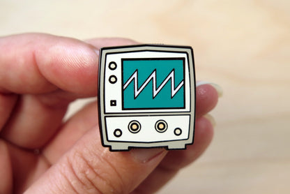 Oscilloscope Enamel Pin - Sawtooth Wave Glow-in-the-Dark