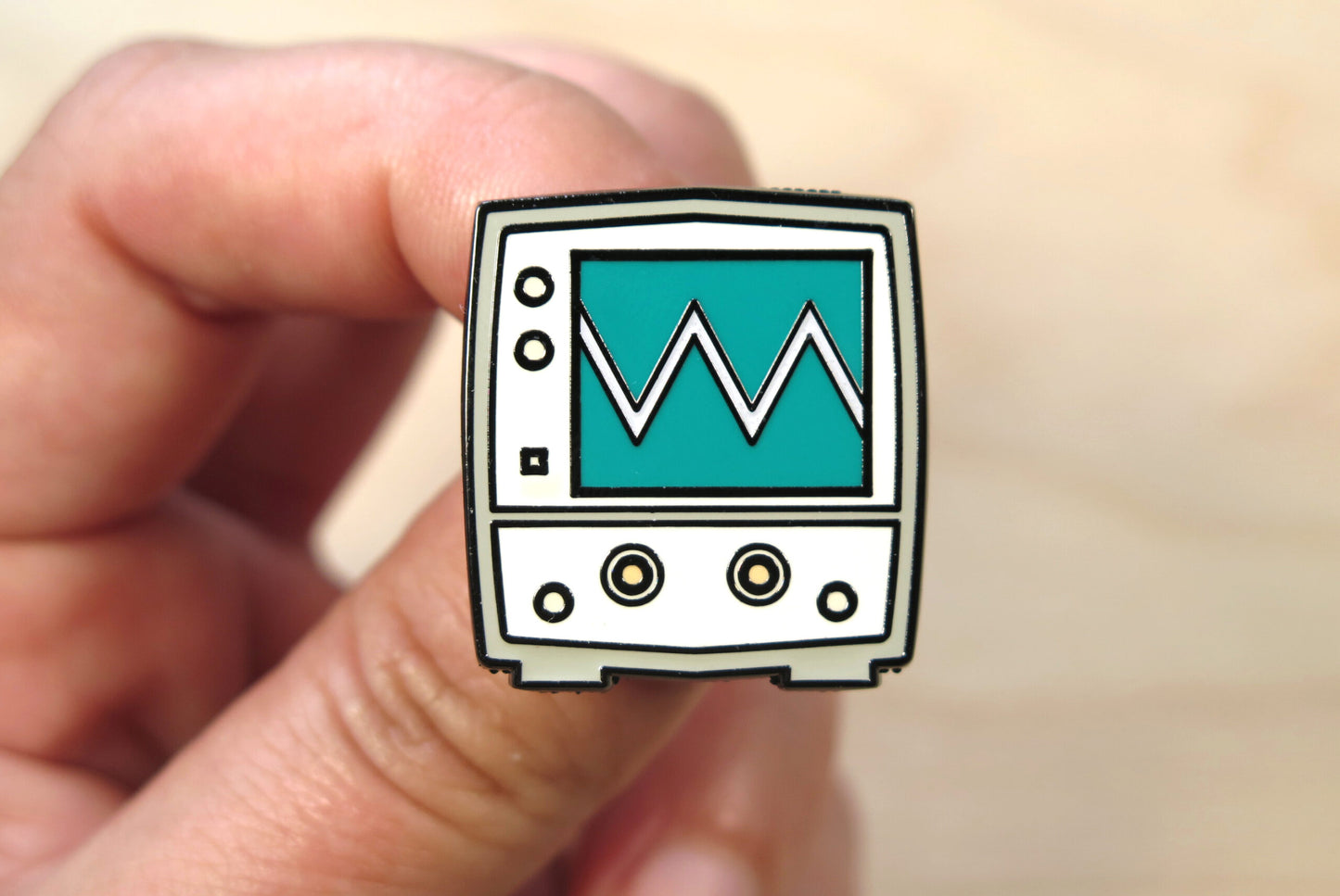 Oscilloscope Enamel Pin - Triangle Wave Glow-in-the-Dark